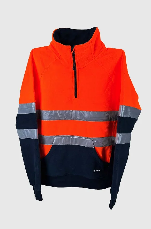 Hi-Vis 1/4 Zip Jumper Orange / Navy