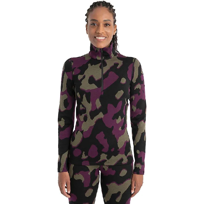 Icebreaker Women's Merino 260 Vertex Half Zip Natural Camo LS Top