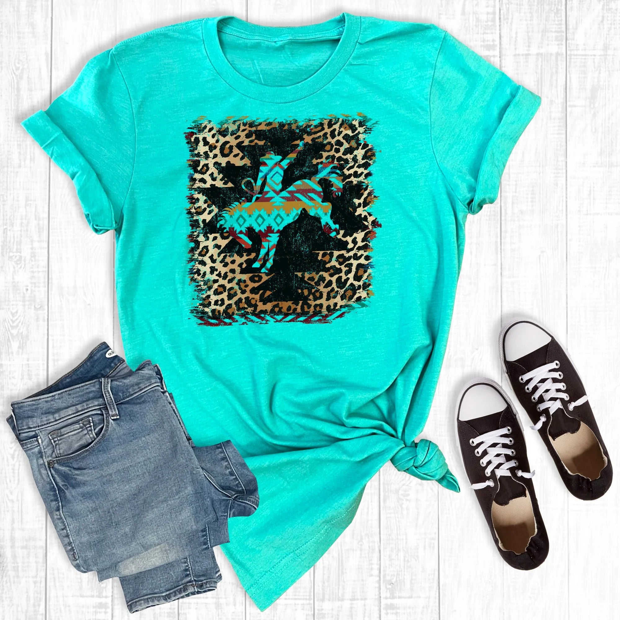 Leopard Aztec Bucking Horse Tee