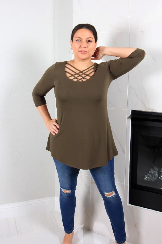 Lily Criss Cross Top | Olive