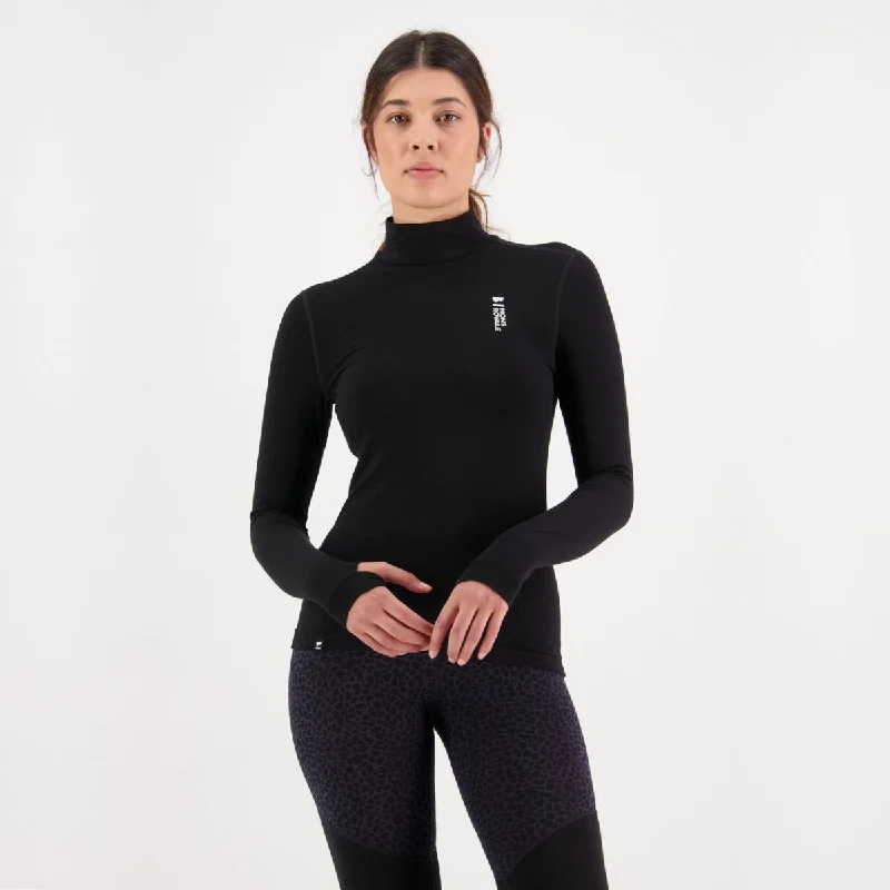 Mons Royale - Women's Cascade Merino Flex 200 Mock Neck LS - Black