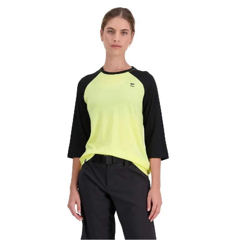 Mons Royale Women's Tarn Merino Shift Raglan 3/4 - Black / Limelight