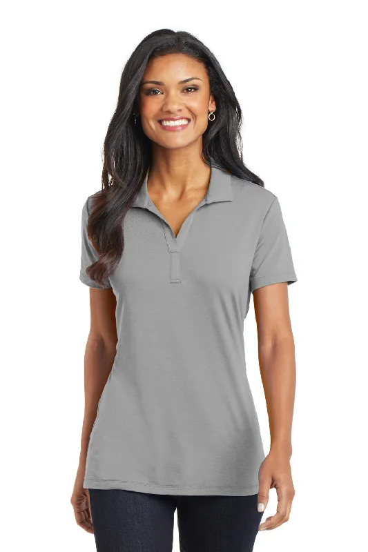 Port Authority Womens Cotton Touch Performance Moisture Wicking Short Sleeve Polo Shirt - Frost Grey