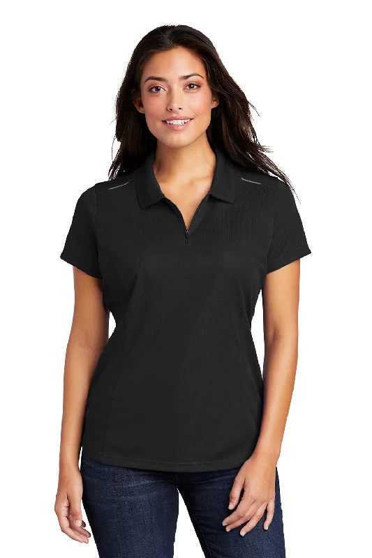 Port Authority Womens Moisture Wicking Short Sleeve Polo Shirt - Black