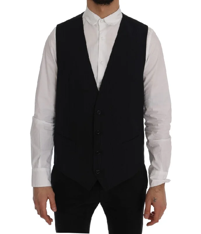 Sleek Striped Wool Blend Waistcoat Vest