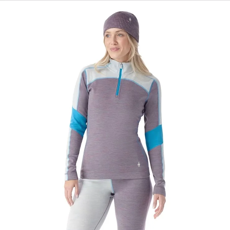 Smartwool Women's Classic Thermal Merino Base Layer Colorblock 1/4 Zip