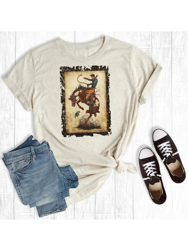 Vintage Leopard Bucking Bronc Tee