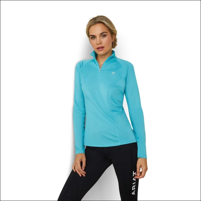 Womens Sunstopper 2.0 1/4 Zip Base Layer - Maui Blue