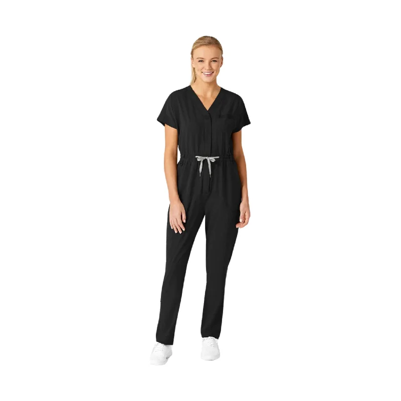 WonderWink Women's Zip Front Jumpsuit - Black - ONLINE STORE CREDIT/EXCHANGE ONLY