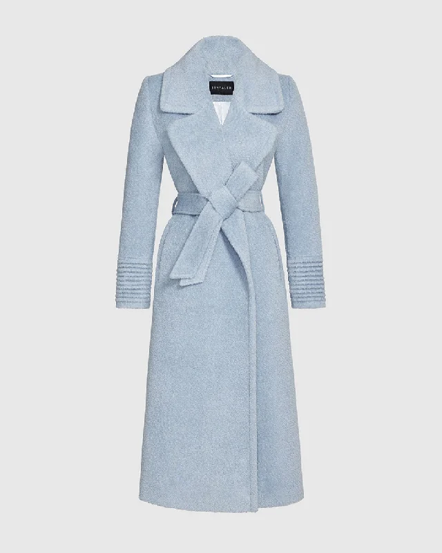 Bouclé Alpaca Long Notched Collar Wrap Coat