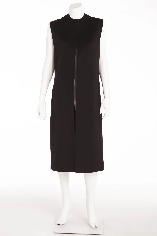 Brioni - Black Sleeveless Cashmere Open Longline Vest