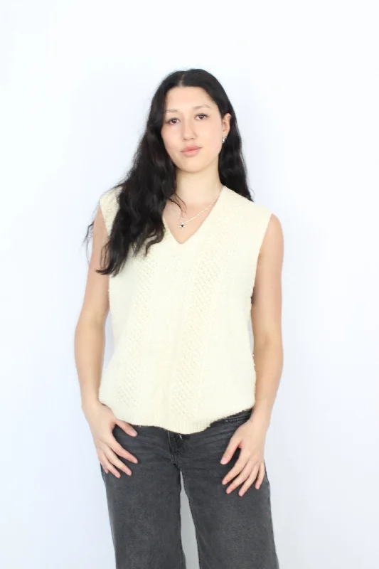 Cream Knit Sweater Vest