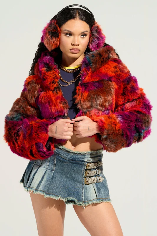 GRACELLE MULTI FAUX FUR CROPPED JACKET