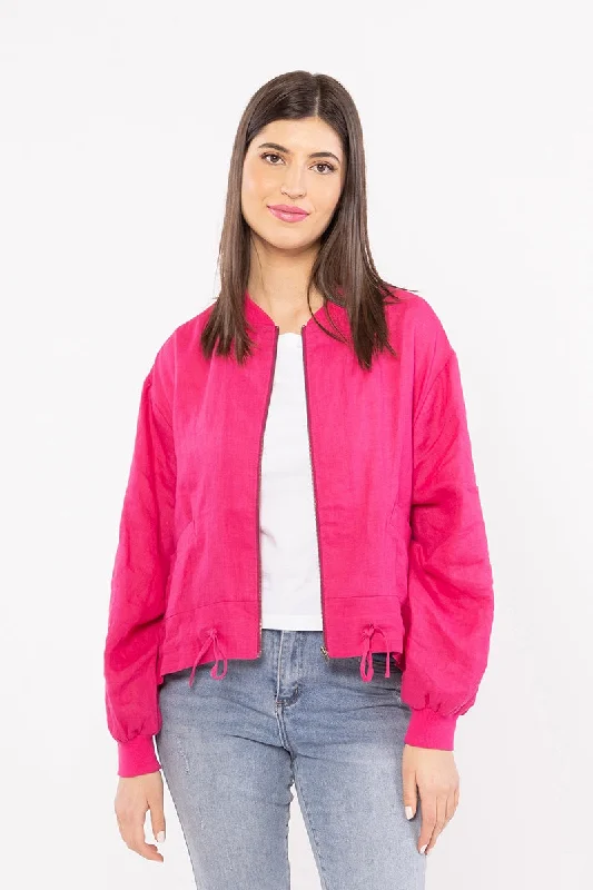 Seeking Lola Keen Jacket - Fuchsia Linen