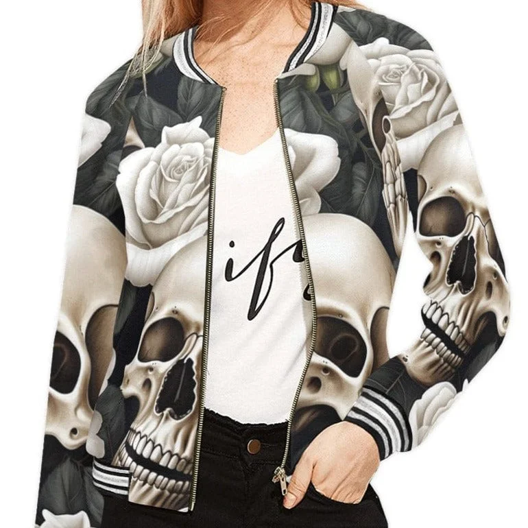 Skulls And Roses Bomber Jacket for Women