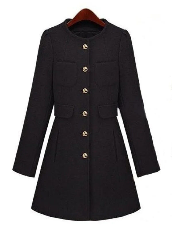 Solid Color Slim Warm Woolen Coat