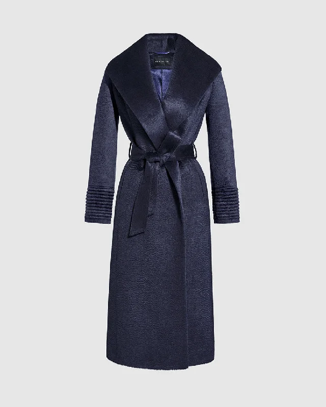 Suri Alpaca Long Shawl Collar Wrap Coat