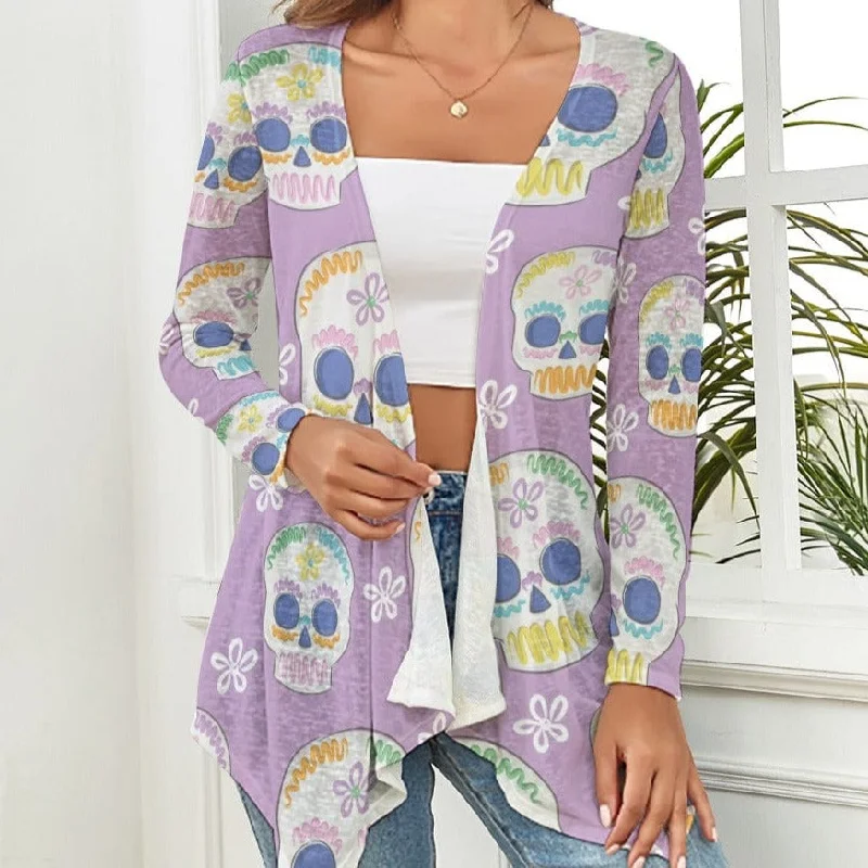 Women's Skulls Purple Knitted Cardigan