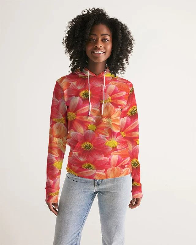 Beautiful blood orange flower design Women's All-Over Print Hoodie