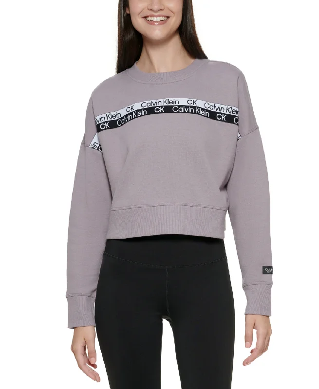 Calvin Klein Performance Women's Stripe Logo Pullover, Lilac ,XXL