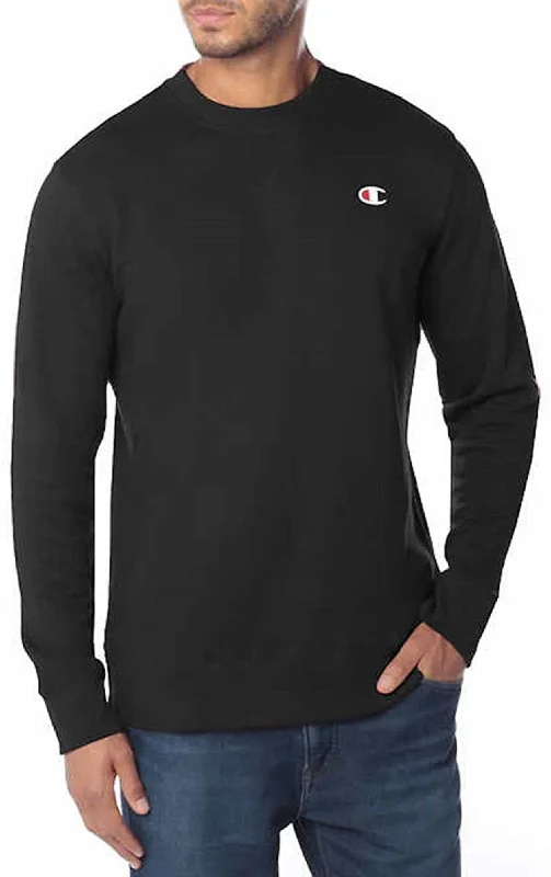 Champion Men's French Terry Crewneck Pullover Sweatshirt, Black, M