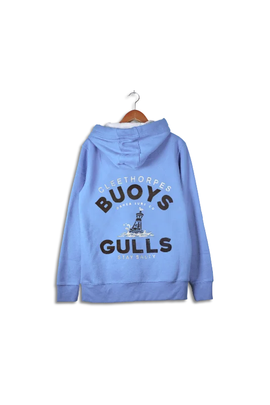 Cleethorpes Cornflower Blue Hoody- Buoys And Gulls -