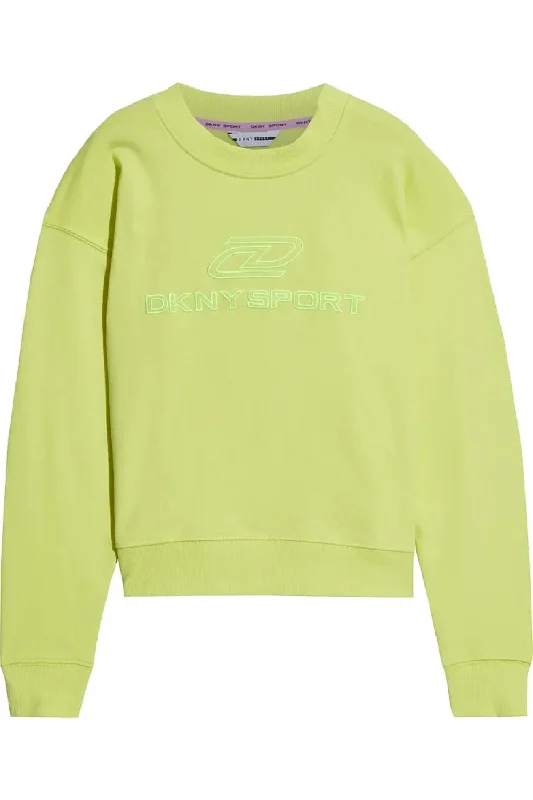 Dkny Sport Women's Embroidered Logo Cotton Sweatshirt, Lime green, XL