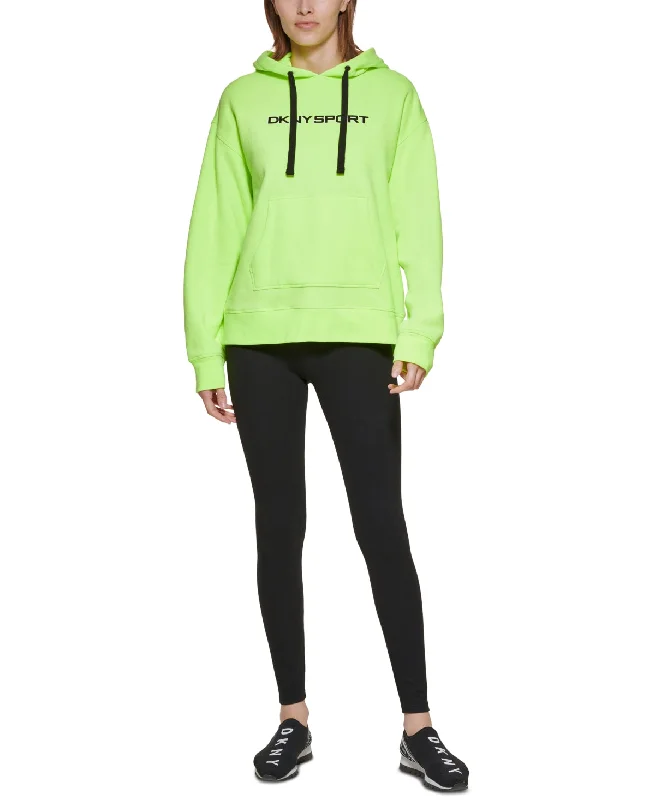 DKNY Women's Logo Hoodie, Zest Yellow, M